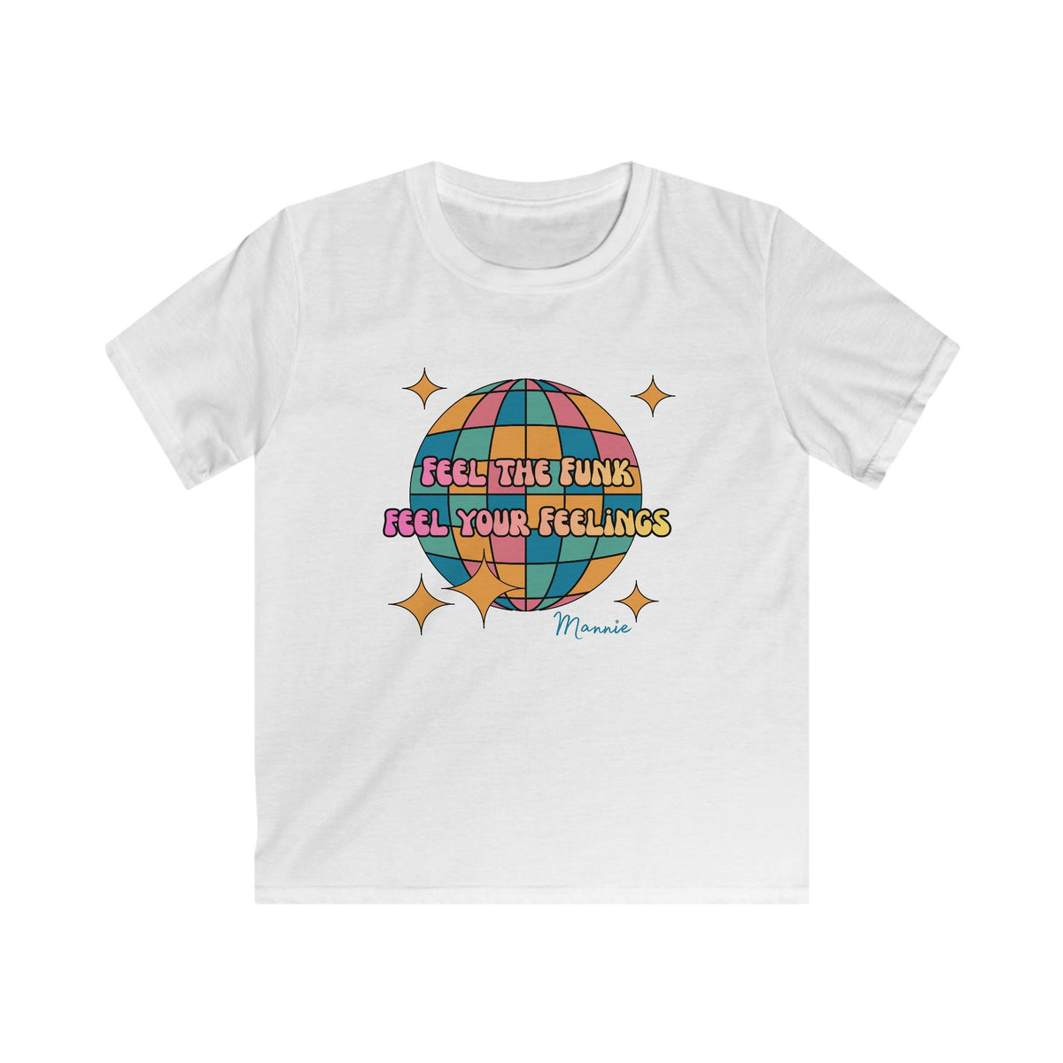 Feel the Funk Disco Globe Kids Tee Retro