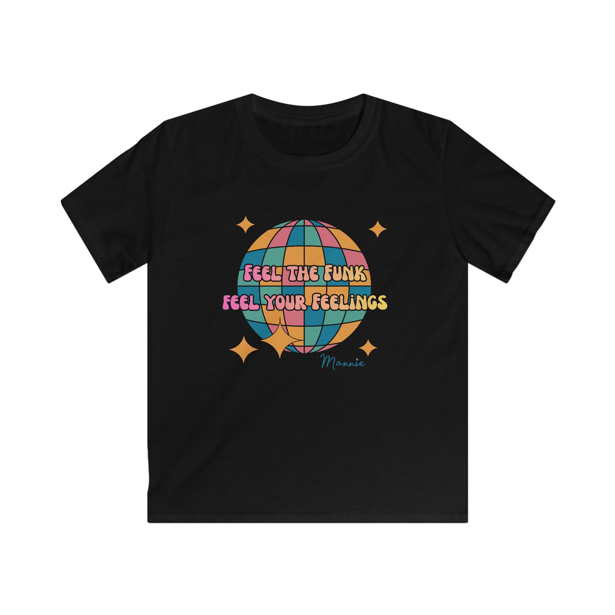 Feel the Funk Disco Globe Kids Tee Retro