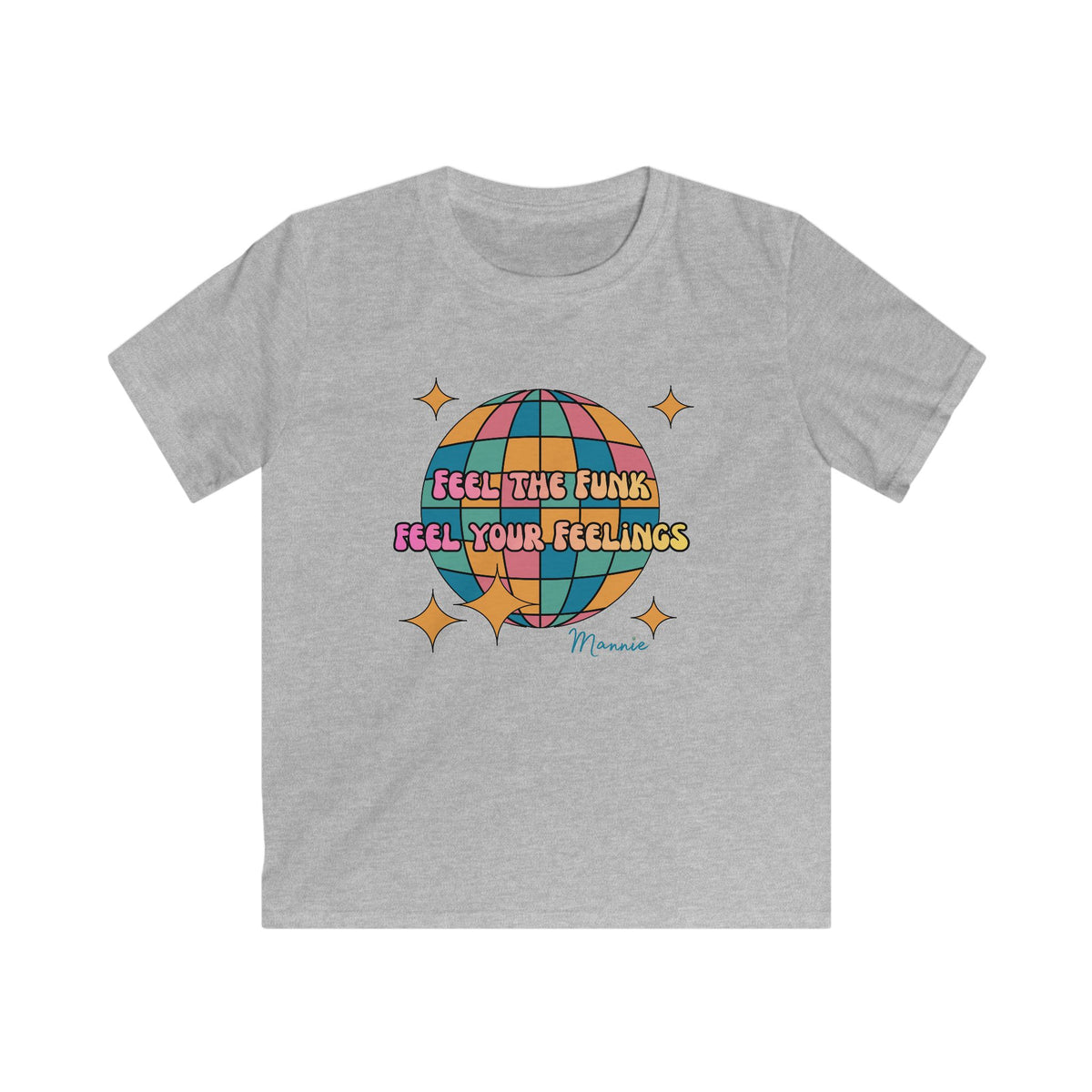 Feel the Funk Disco Globe Kids Tee Retro