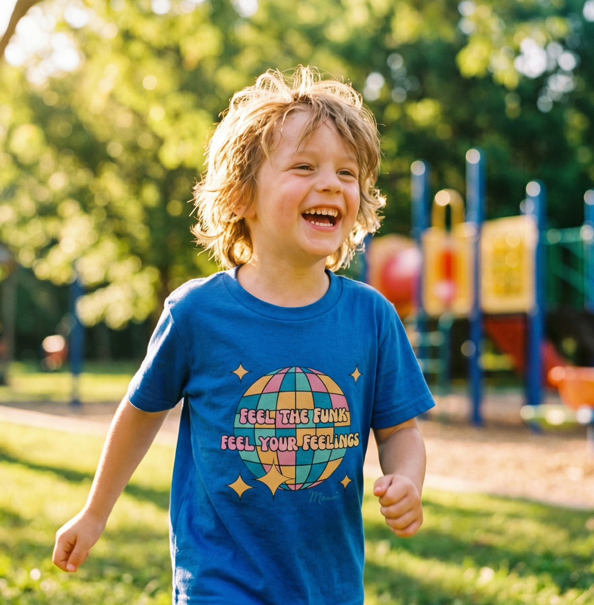 Feel the Funk Disco Globe Kids Tee Retro